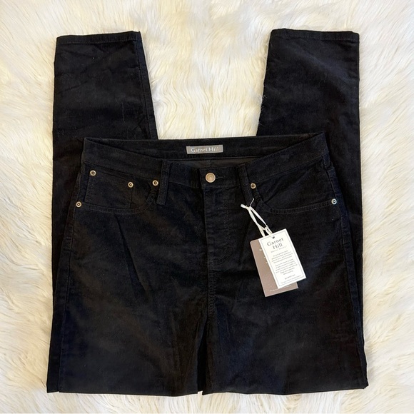 Garnet Hill‎ Essential Slim Five-Pocket Cords Corduroy Pants Black Size 10 - Picture 1 of 12